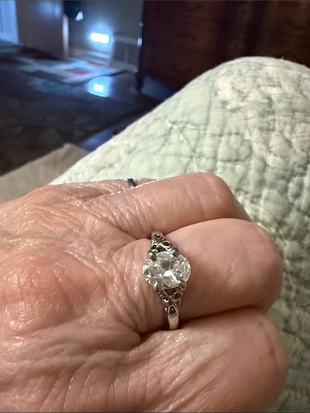 Vintage-Inspired Silver Engagement Ring with Clear Stone - Unbranded
